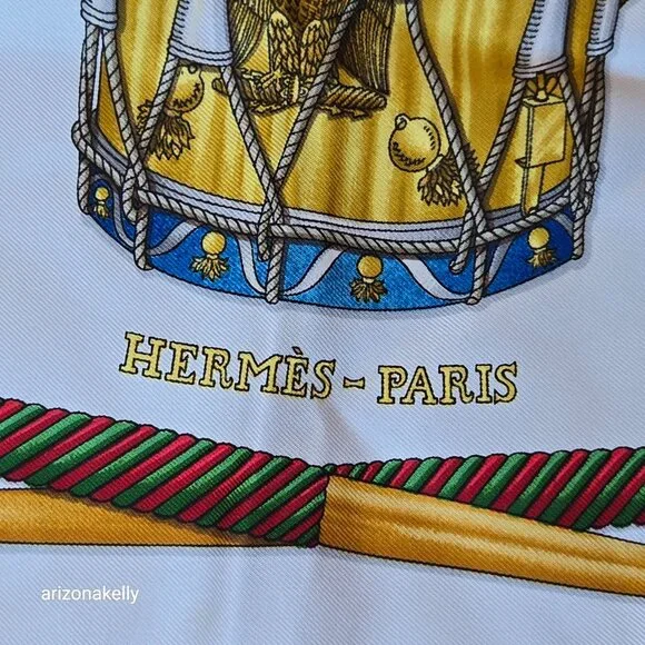 Hermès 'Les Tambours' Silk Scarf Red